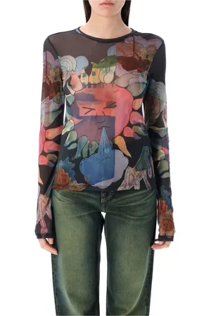 OUR LEGACY Koszulki, Kobieta, Wielobarwność, L, Solar Print Mesh Longsleeve Topwear