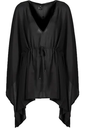 Philipp Plein Kurtki, Kobieta, Czarny, ONE SIZE, Luźny Ponczo z Dekoltem w Serek