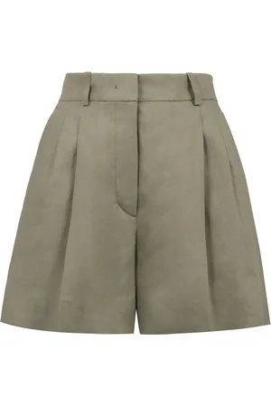 Kiton Szorty, Kobieta, Zielony, S, Spódnice lniane z plisami