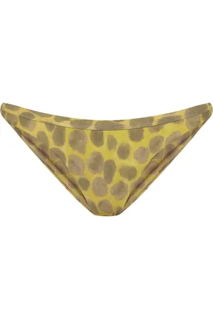 Cortana Stroje kąpielowe, Kobieta, Żółty, L, Khata, feline print bikini niskie figi z poliamidu