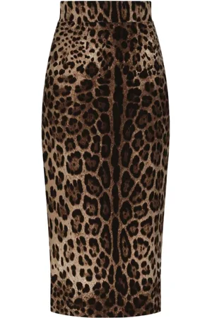Dolce & Gabbana Spódnice, Kobieta, brązowy, M, Spódnica w panterkę z wysokim stanem