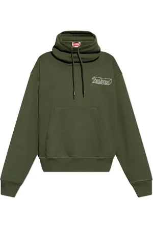 Kenzo Bluzy, Mężczyzna, Zielony, M, Bawełna, Bluza z szerokim kołnierzem