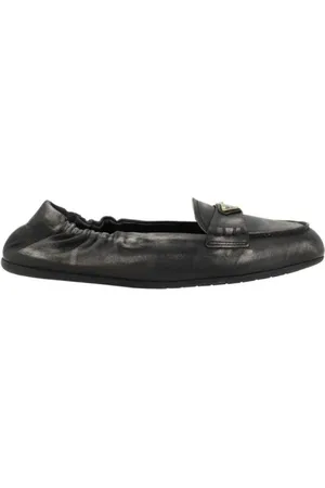 Prada Buty, Kobieta, brązowy, 37 1/2 EU, Skóra, Skórzane mokasyny w stylu vintage z plakietką z logo