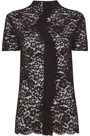 Proenza Schouler Bluzki, Kobieta, Czarny, L, Nylon, Koronkowa bluzka z elastycznej tkaniny