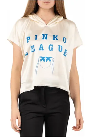 Pinko Bluzy, Kobieta, Biały, XS, Bawełna, Stylowa różowa bluza z kapturem