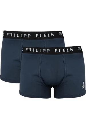 Philipp Plein Bielizna, Mężczyzna, Niebieski, S, Bawełna, Zestaw 2 par bokserek