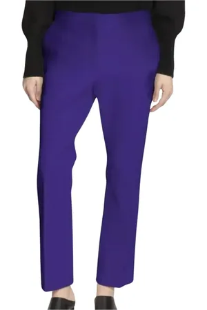 Proenza Schouler Spodnie, Kobieta, Fioletowy, M, Spodnie z Krepy o Prostych Nogawkach