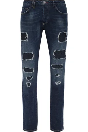 Philipp Plein Jeansy, Mężczyzna, Niebieski, W33, Denim, Jeansyy Slim-fit