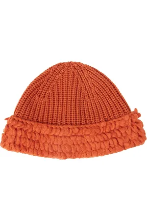 Moncler Akcesoria, unisex, Pomarańczowy, ONE SIZE, Wełna, Ręcznie Szyta Wełniana Czapka Beanie