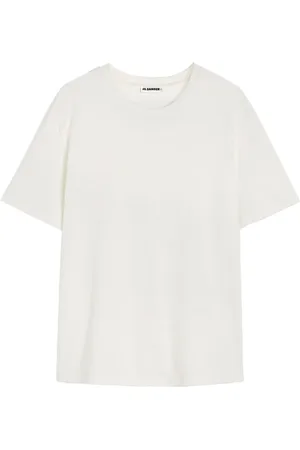 Jil Sander Koszulki, Mężczyzna, Biały, S, Biała Koszulka z Okrągłym Dekoltem z Kompaktowej Bawełny