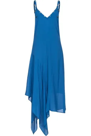 Pinko Sukienki, Kobieta, Niebieski, S, Sukienka maxi vintage bez rękawów