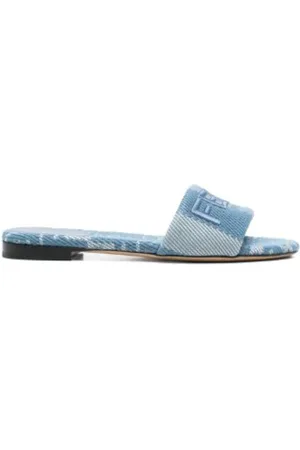 Fendi Buty, Kobieta, Niebieski, 36 EU, Haftowany Logo Slide Sandał