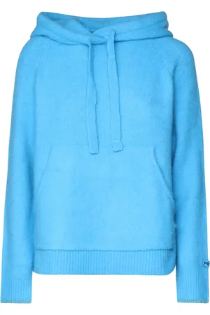Pinko Bluzy, Kobieta, Niebieski, S, Bawełna, Bawełniana bluza z kapturem