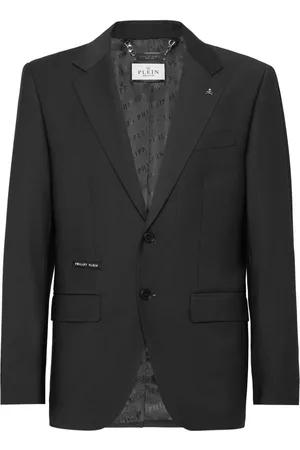 Philipp Plein Kurtki, Mężczyzna, Czarny, 3XL, Elegancka Czarna Marynarka z Unikalnym Designem