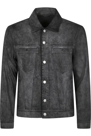 GIORGIO BRATO Kurtki, Mężczyzna, Czarny, L, Denim, Eco Lamb Leather Denim Jacket