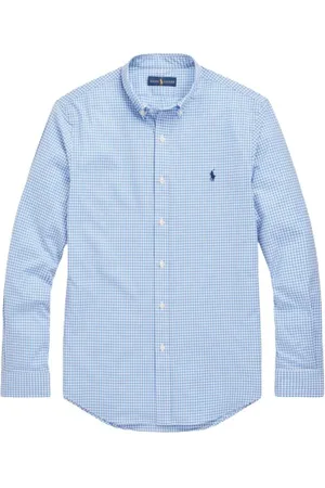 Ralph Lauren Koszule, Mężczyzna, Niebieski, M, Bawełna, Koszula w kratę z bawełny Ultra Stretch Poplin