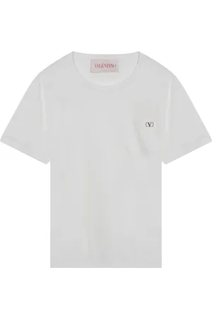 VALENTINO GARAVANI Koszulki, Mężczyzna, Biały, S, Len, T-shirt z okrągłym dekoltem i krótkim rękawem