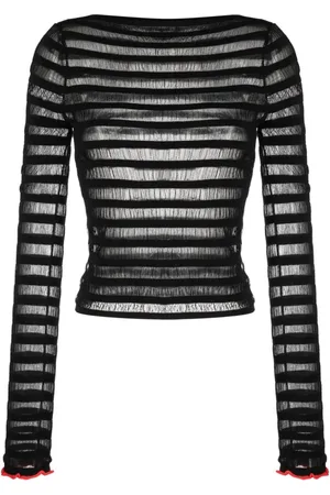 Proenza Schouler Koszulki, Kobieta, Czarny, S, Półprzezroczysty sweter w paski