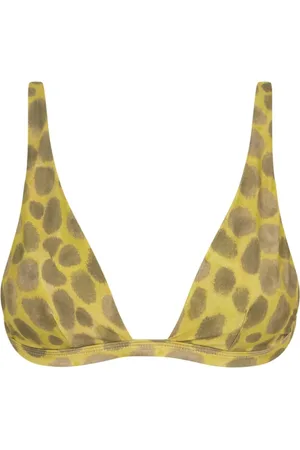 Cortana Stroje kąpielowe, Kobieta, Żółty, S, Khata, feline print bikini top z poliamidu