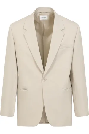Saint Laurent Kurtki, Mężczyzna, Beżowy, M, Luksusowa Wełniana Kurtka Nago Neutrale