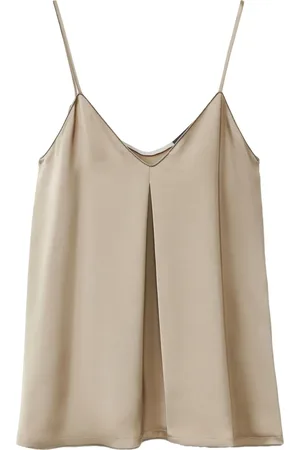 Fabiana Filippi Koszulki, Kobieta, Beżowy, S, Spaghetti Strap Bustier Top