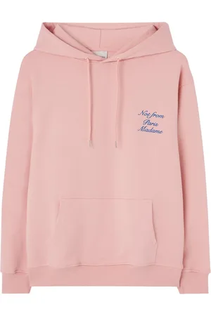 Drôle de Monsieur Bluzy, Mężczyzna, Różowy, S, Cursive Slogan Hoodie Sweaters