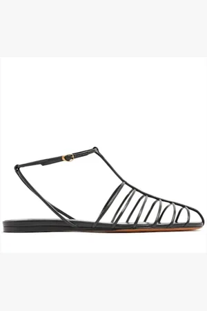 Proenza Schouler Buty, Kobieta, Czarny, 40 EU, Skóra, Czarne skórzane sandały klatkowe