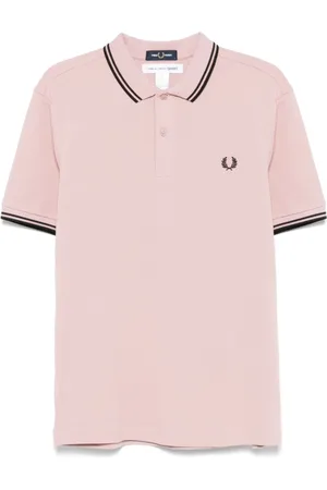 Comme des Garçons Koszulki, Mężczyzna, Różowy, S, Różowa Koszulka Polo z Paskami