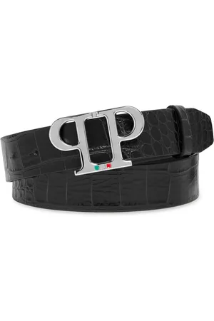 Philipp Plein Akcesoria, Mężczyzna, Czarny, 105 CM, Skóra, Stylowy skórzany pasek