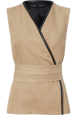 Proenza Schouler Koszulki, Kobieta, Beżowy, M, Bawełna, Nowoczesny Top Wiązany z Lnu i Bawełny