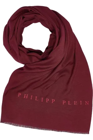 Philipp Plein Akcesoria, Kobieta, Czerwony, ONE SIZE, Szalik Apaszka z Haftowanym Logo