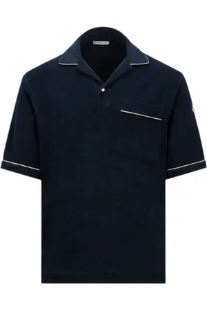 Moncler Koszulki, Mężczyzna, Niebieski, L, Bawełna, Terry Cloth Polo Shirt Navy
