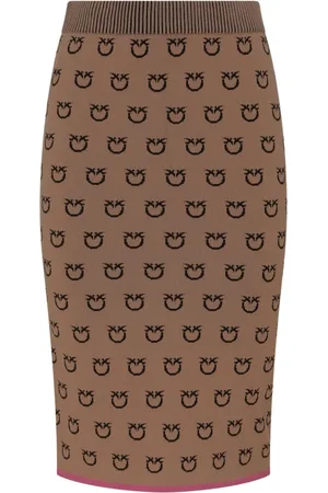 Pinko Spódnice, Kobieta, brązowy, L, Poliester, Logata Midi Skirt