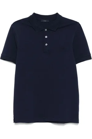 FAY Koszulki, Mężczyzna, Niebieski, L, Niebieski Polo z Haftem Logo