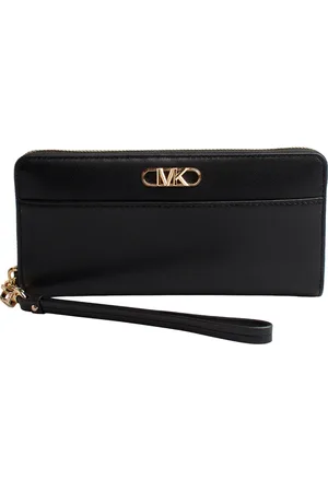 Michael Kors Akcesoria, Kobieta, Czarny, ONE SIZE, Skóra, Elegancka skórzana portmonetka z wieloma przegródkami