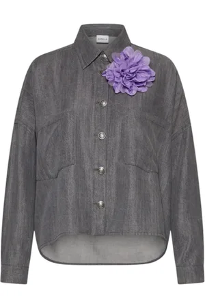 MARELLA Bluzki, Kobieta, Szary, M, Denim, Overshirt Nestore w Szarym Denimie