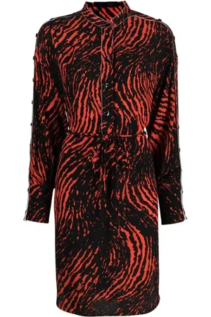 Proenza Schouler Sukienki, Kobieta, Wielobarwność, M, Czerwona sukienka maxi z malowaną spiralą