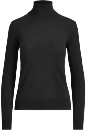 Ralph Lauren Swetry, Kobieta, Czarny, L, Kaszmir, Dopasowany kaszmirowy golf