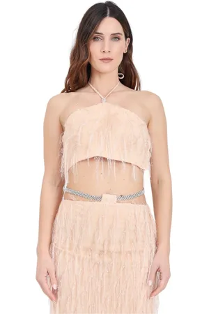 SIMONA CORSELLINI Koszulki, Kobieta, Beżowy, M, Sleeveless Tops