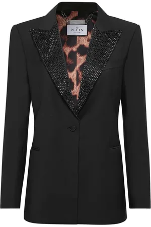 Philipp Plein Kurtki, Kobieta, Czarny, M, Elegancka Czarna Marynarka