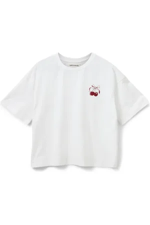 Sofie Schnoor Koszulki, Kobieta, Biały, XS, Bawełna, T-shirt z haftem i nadrukiem