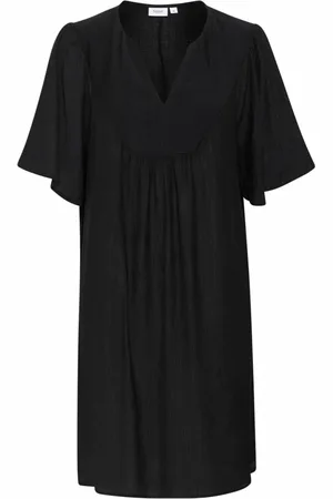 Saint Tropez Sukienki, Kobieta, Czarny, XS, Czarna Sukienka z Dekoltem w Serek