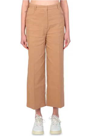 Pinko Spodnie, Kobieta, Beżowy, L, Luźne spodnie typu twill