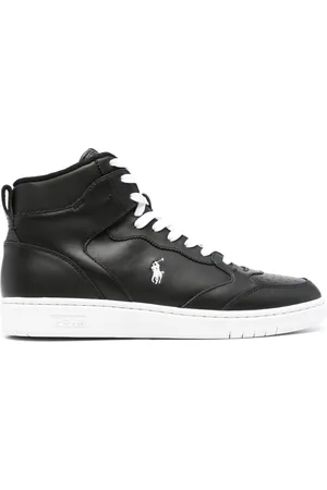 Ralph Lauren Buty, Mężczyzna, Czarny, 44 EU, Skóra, Sznurowane Sneakersy Botki do Kostki