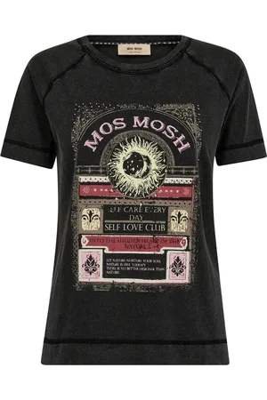 Mos Mosh Koszulki, Kobieta, Czarny, M, Graficzny T-shirt Czarny