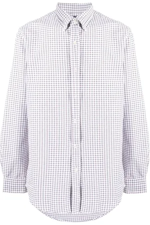 Ralph Lauren Koszule, Mężczyzna, Fioletowy, L, Bawełna, Koszula z bawełny w mikro-kratkę z haftem