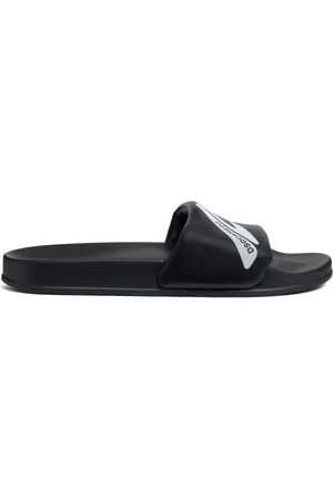 Dsquared2 Buty, Mężczyzna, Czarny, 41 EU, Poliester, Czarne Logo Print Slides Sandały