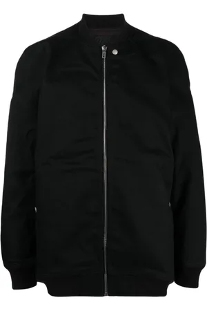 Rick Owens Kurtki, Mężczyzna, Czarny, S, Poliester, Czarna Bomberka z Bawełny z Zamkiem