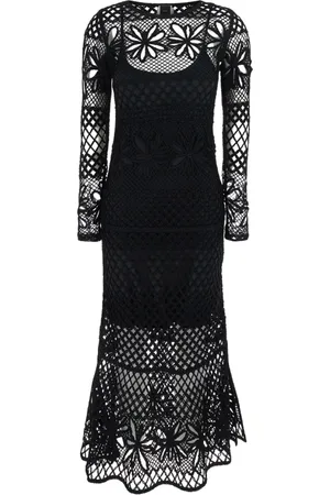 Pinko Sukienki, Kobieta, Czarny, M, Ortles Abito Fantasy Net Midi Dress