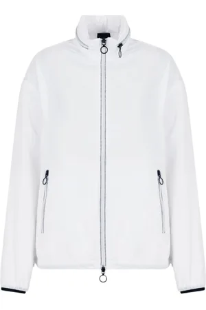 Armani Exchange Kurtki, Kobieta, Biały, S, Biała Kurtka z Kapturem Przeciwwiatrowa